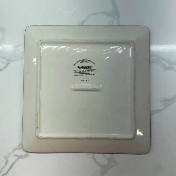 Pier 1 Imports Poppies Earthenware Square Dinner Plate 10.5" Two Plates - Picture 6 of 8